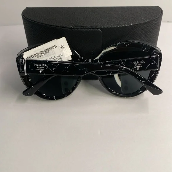 PRADA SPR 01Y 09V-5S0 round sunglass black marbletop black transparent